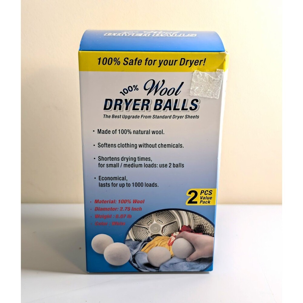 Pinnacle Brands Wool Dryer Balls 2-Pack White Scent Free 2.75in PB320 B14
